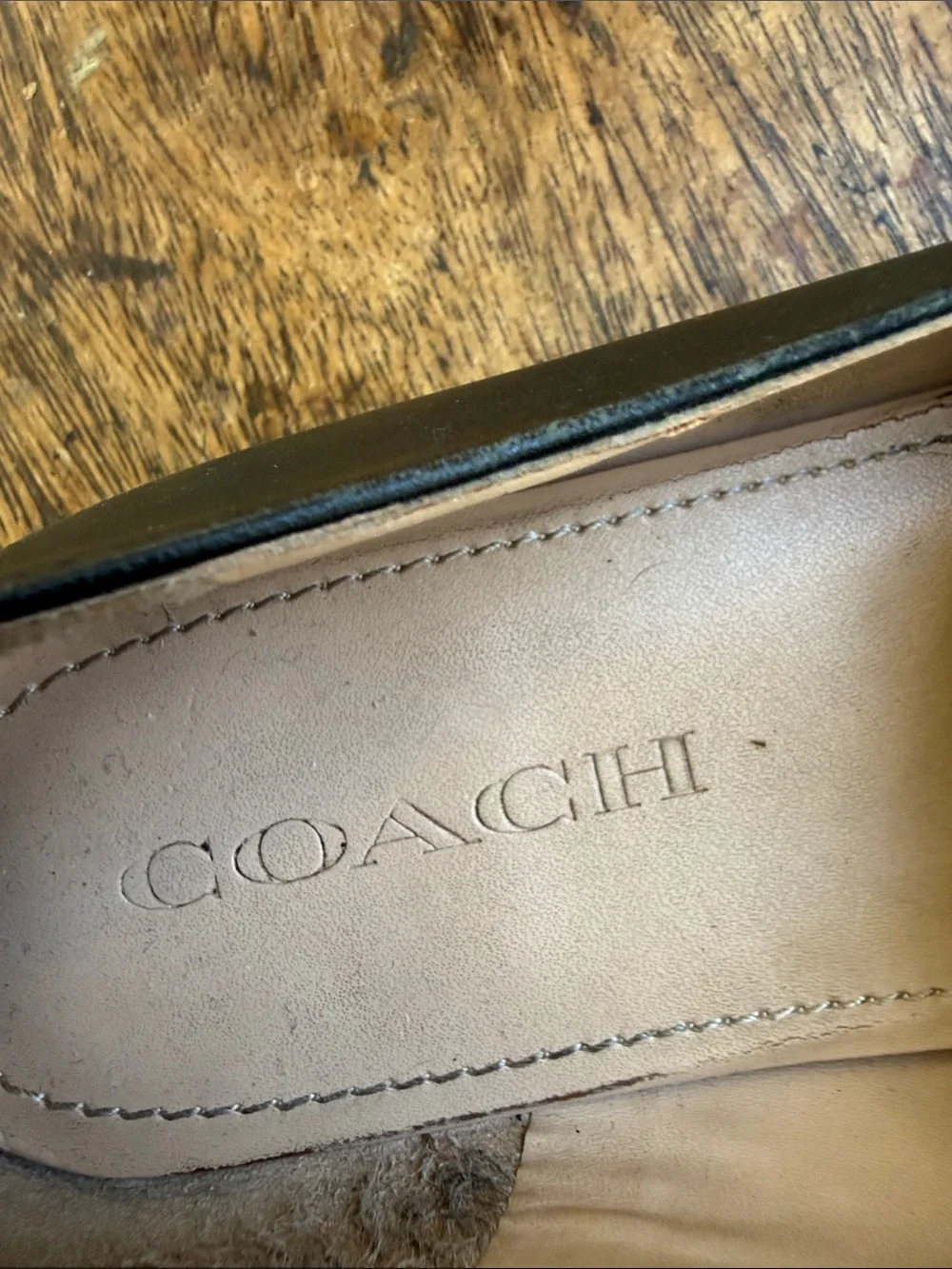 Coach Black Leather Studded Trim Loafers size 9